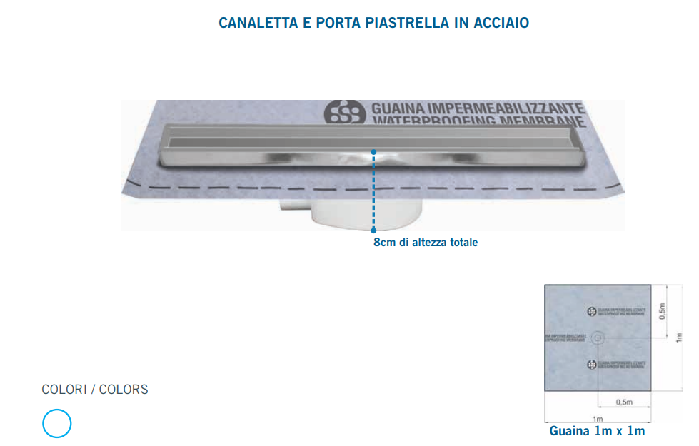 Canaletta Per Doccia Con Porta Piastrella - 45 CM