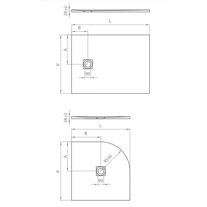 Piatto Doccia Bianco Rettangolare H2.7 largo 70cm Marmoresina effetto STONE